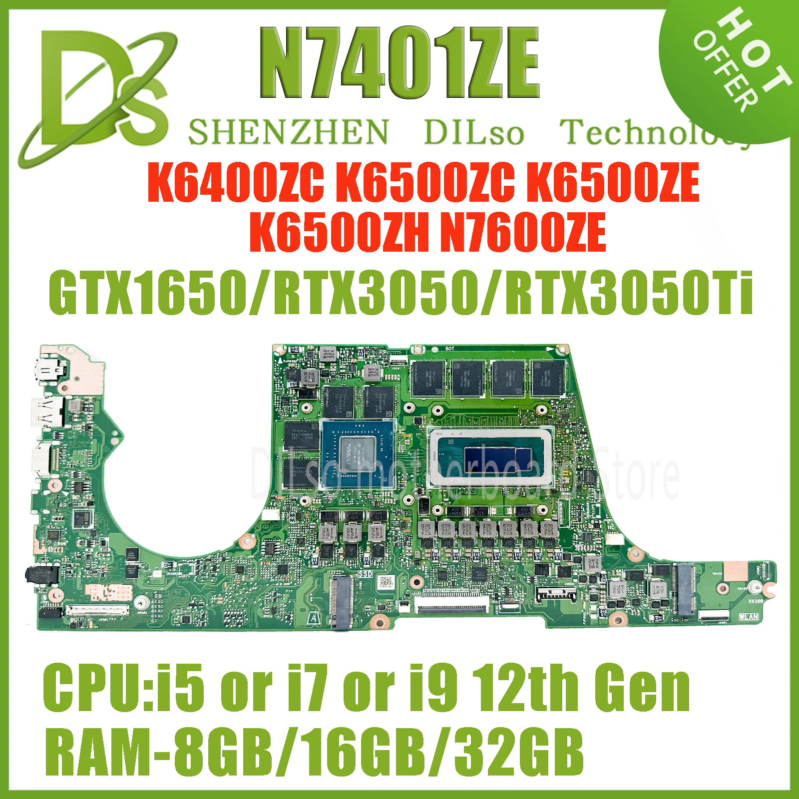 

KEFU N7401ZE Mainboard For Vivobook Pro 14X N7401Z N7401ZE K6500Z Laptop Motherboard i7-12700H i5-12500H CPU RTX3050 Ti RAM-16GB