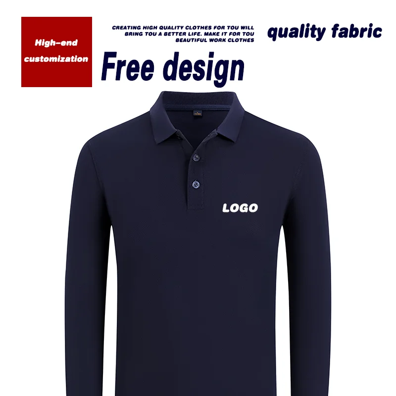 Long-sleeved overalls are customized with polo shirts with lapels. Long-sleeved enterprise cotton tops are printed with logo.