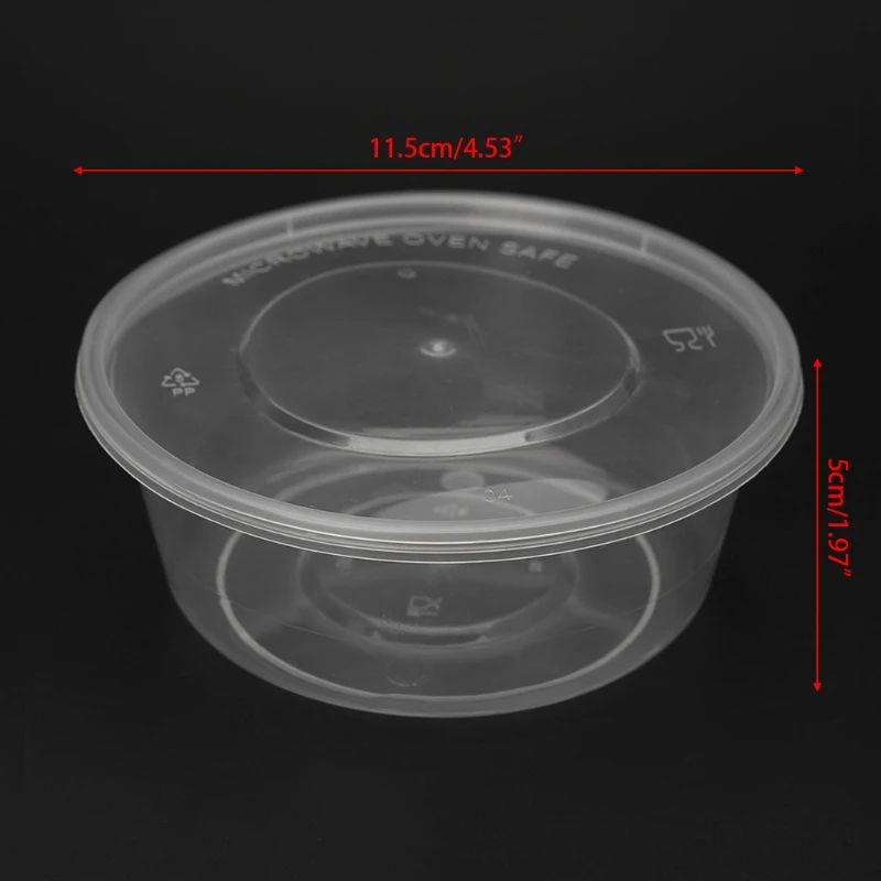 10Pcs Plastic Disposable Lunch Soup Bowl Food Round Container Box With Lids New