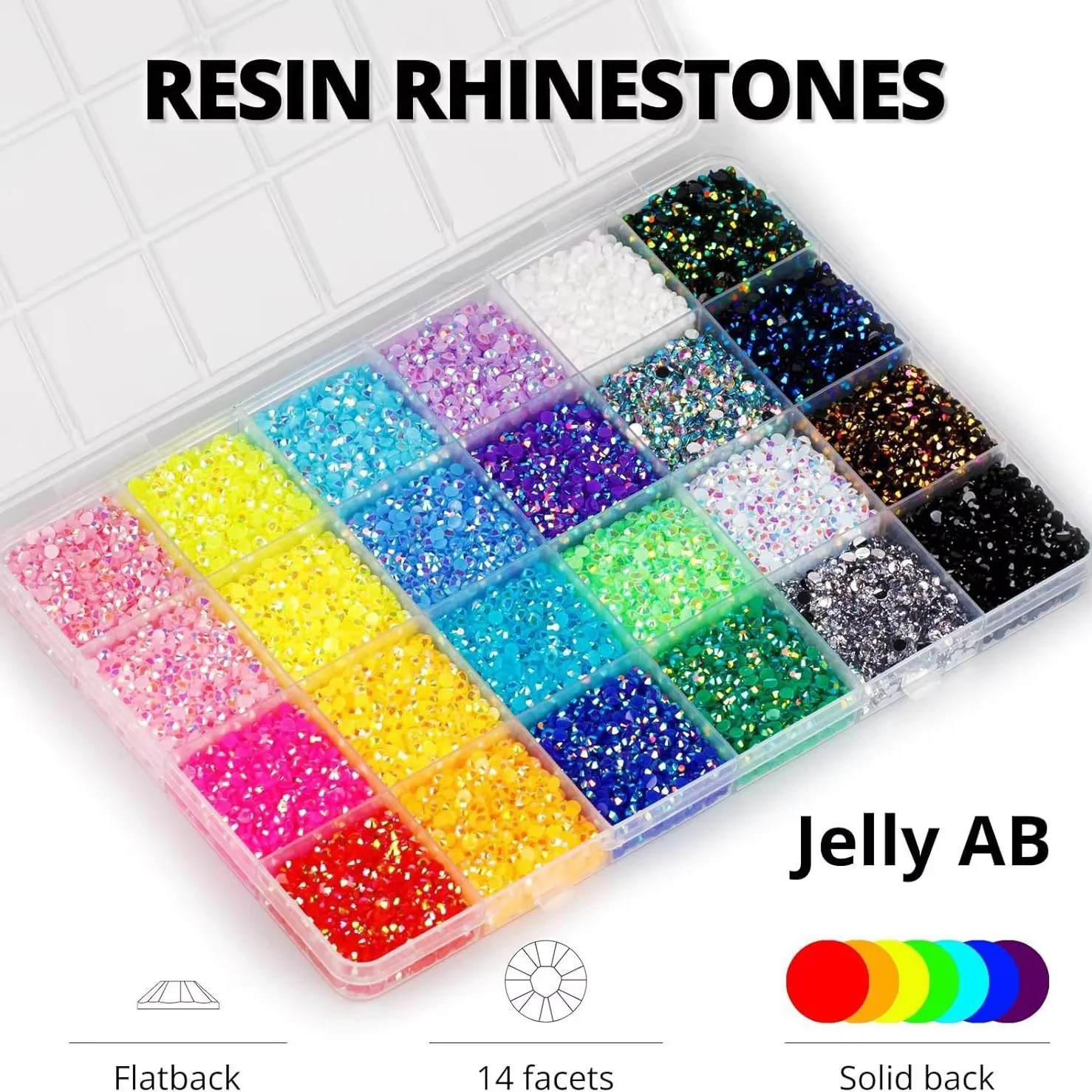 

1Box Hot Selling Nail Rhinestone Bedazzling Kit 3D Multi-colors 3mm Resin Diamond Jewelry DIY Phone Case Nails Art Accessories