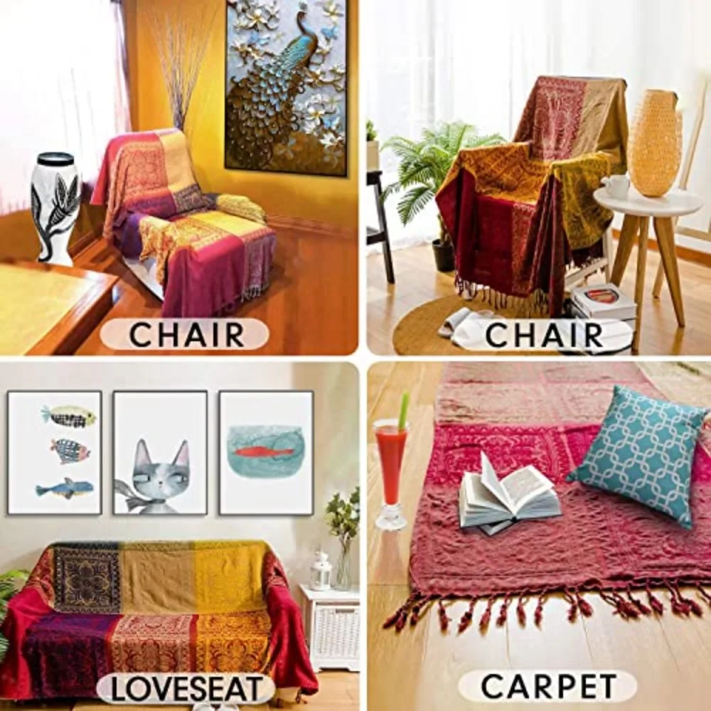 Boho Bohemian Throw Blankets Large Chenille Jacquard Couch Blanket Colorful Plaid Tassels Decorative Soft Chair Sofa Throw Cover