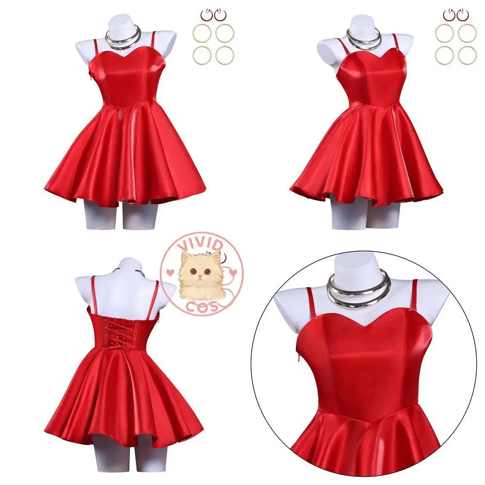 

Hot PANTY & STOCKING with GARTERBELT Cosplay Costume Anime Panty Sexy Red Dress Role Play Women Comic Con Halloween Party Suits
