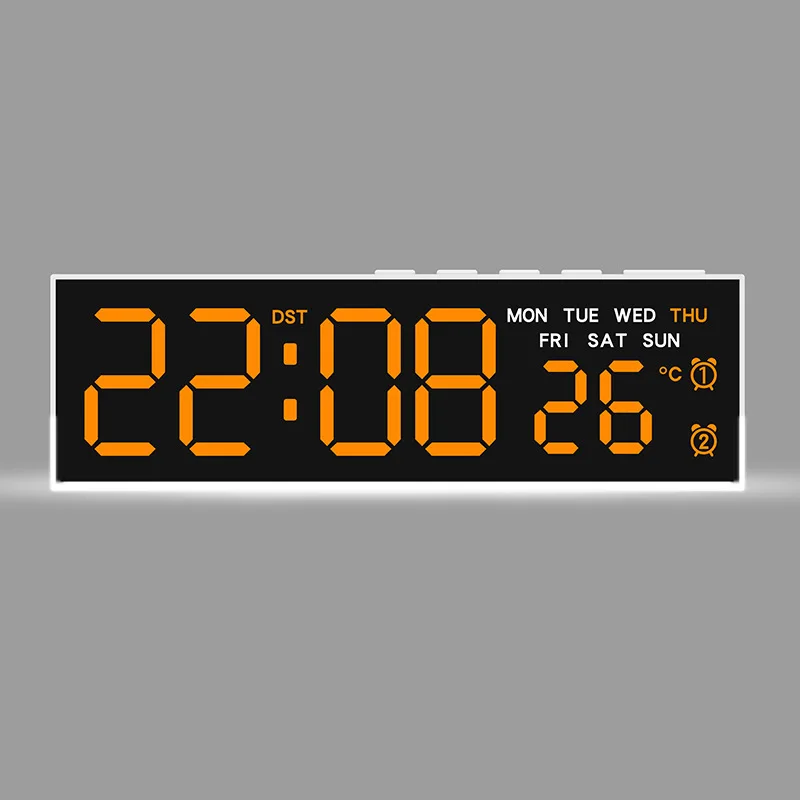 USB-aangedreven digitale wekker met wit sfeerlicht TEMP Week 2 Alarm DST Tafelklok 3 niveaus Helderheid 12/24 uur LED-klok