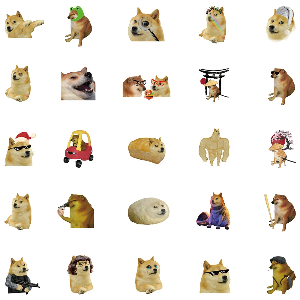 50PCS Funny Shiba Inu Dog Meme Stickers For Cars Motorcycles Furniture Children\'s Toys Luggage Skateboards