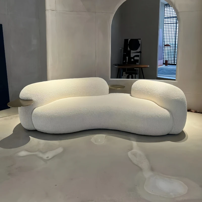 

Italian minimalist designer curved living room lamb wool clothing store Internet celebrity reception pea ream wabi sandy wind