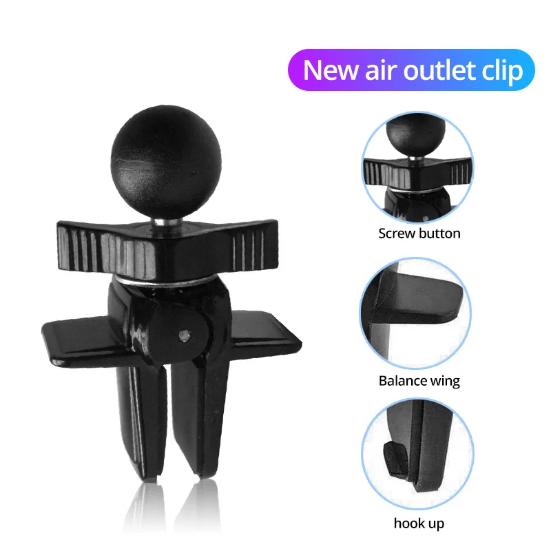 Auto Telefon Halter Clips 17mm Kugelkopf Auto Air Vent Clip Halterung Auto Air Outlet Haken Klemme Für Schwerkraft magnetische Handy Ständer – Detail 1