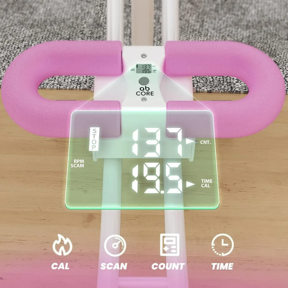 Macchina Ab regolabile con display LCD, attrezzatura da palestra domestica per allenamento centrale, rosa