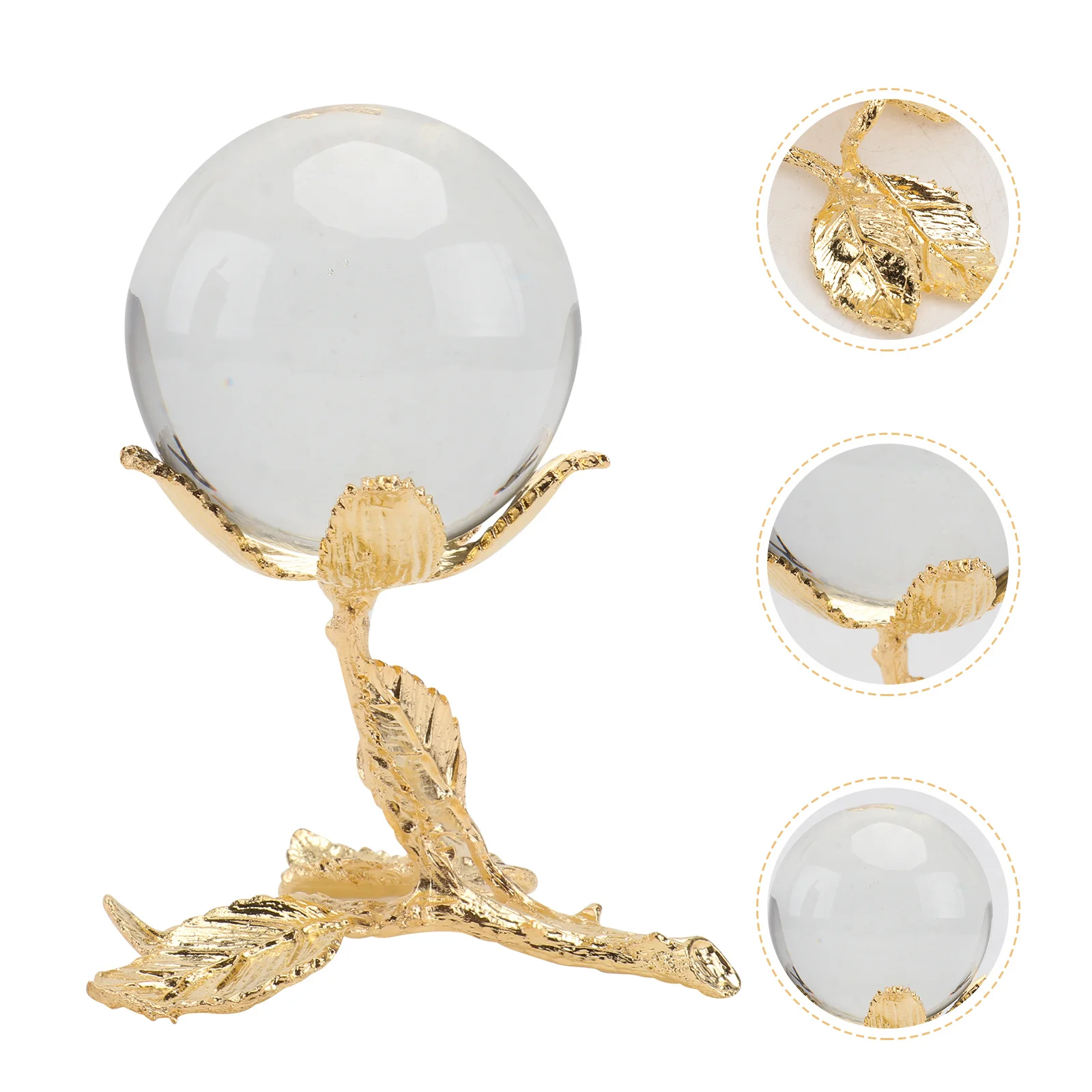 

1Pcs Water Crystal Ball Adornment Nordic Metal Crystal Ball Decor Golden Desktop Ornament for Office Home