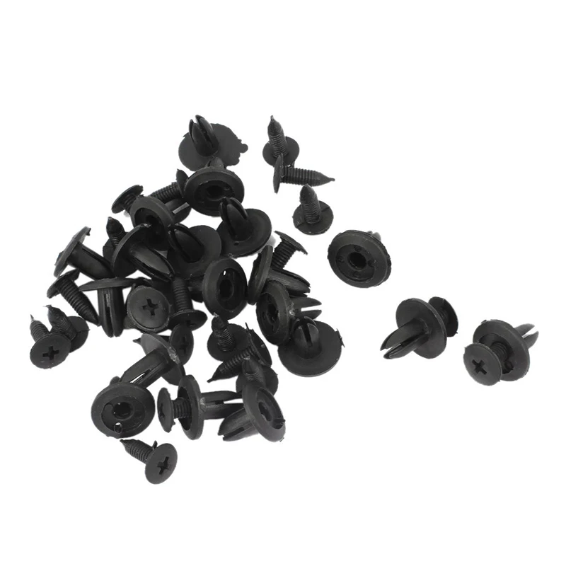 Black 6mm Hole Dia Black Plastic Rivets Bumper Fender Fastener Clips For Car Rivets Fasteners Clips For Honda