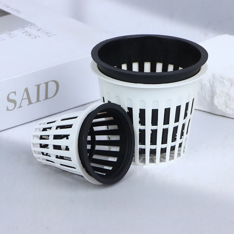 Black White Hydroponic Basket 10PCS 2/3 Inch Grow Orchids Hydroponics Cups Planting Mesh Pot Soilless Net Basket Greening
