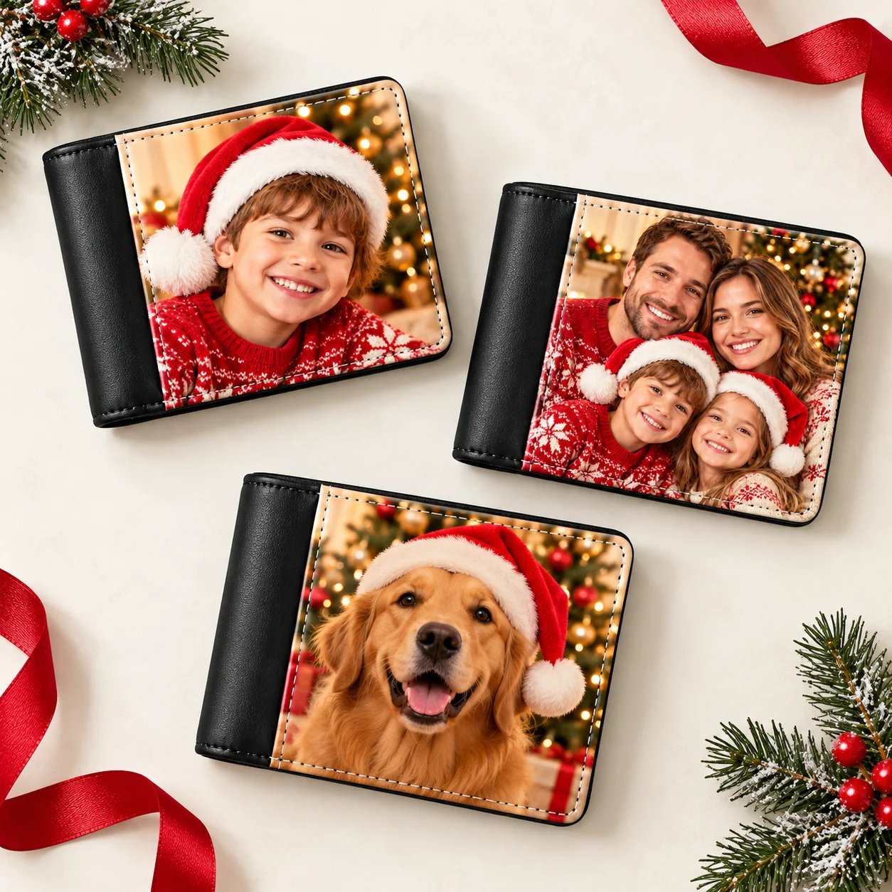 Custom Photo Single & Double Sided Image Wallet, Premium Slim Travel Storage Card Holder, Heartfelt Anniversary & Christmas Gift