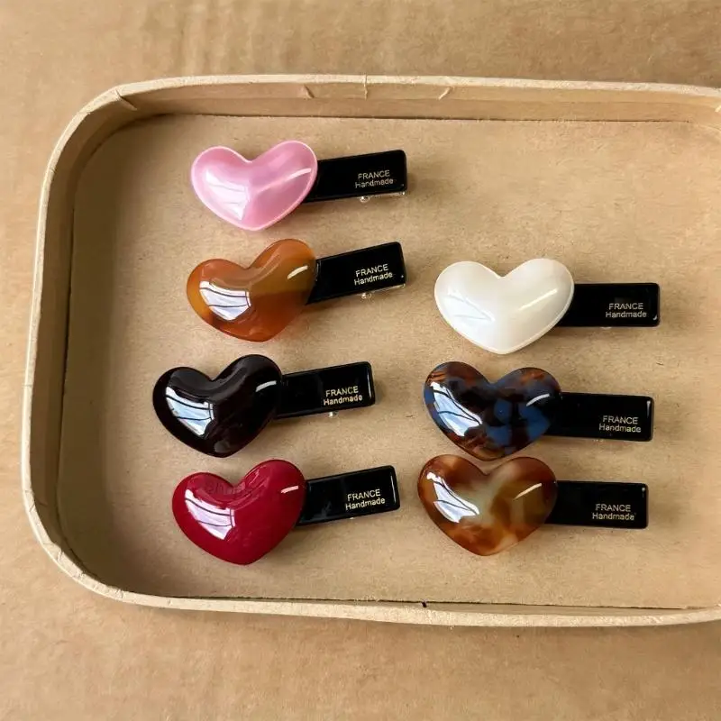 

NonSlip Love Heart Barrette Hair Accessory Acetate Side Clip For Strong Hair Hold Sport and Formal Occasion Hairpin H7EF