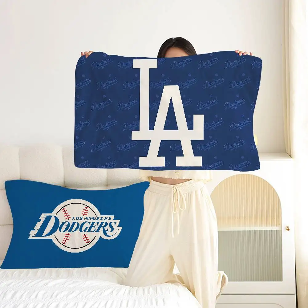 Los Angeles D-Dodgers Quick-Dry Polyester Pillowcase For Adult Women, Anti-Oil, Non-Slip, Sweat-Absorbent, Home Use