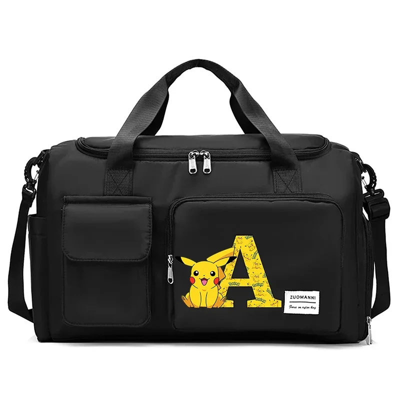 Pokemon Pikachu Letter Tote Travel Bag Portable HandBag Large Capacity Clothe Storage Bags Gym Duffle Pack with Shoe Compartment