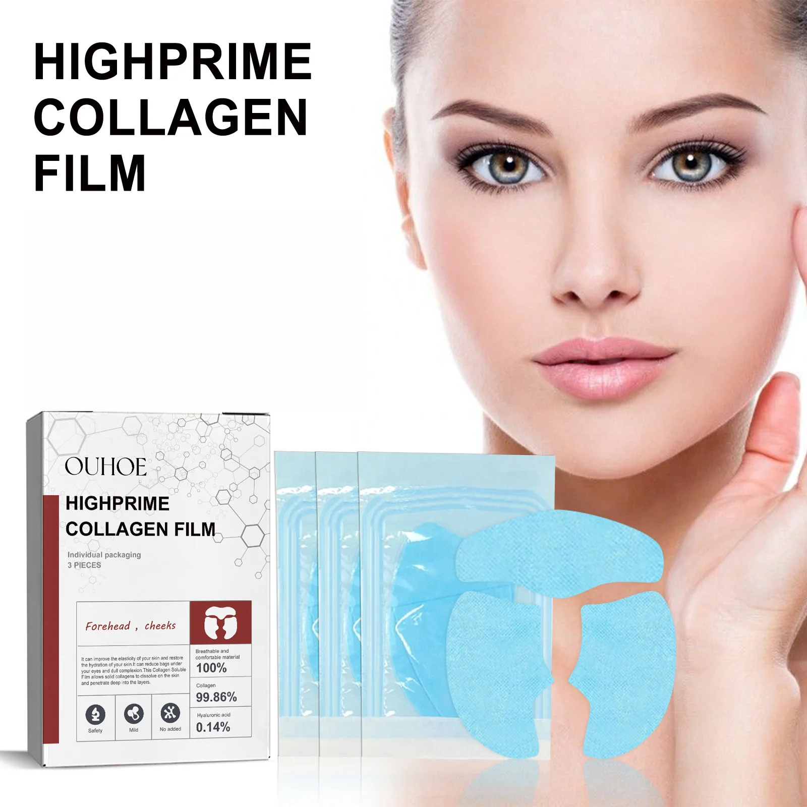 Collagen Film Reduces Wrinkles, Eye Bags Dark Circles, Softens Tightens Skin, Plump & Moisturizes Eyes Highprime Collagen Film