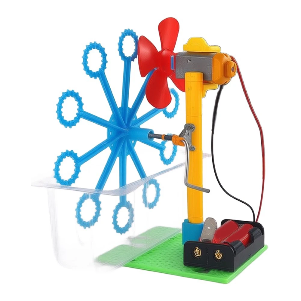 Hand Crank Bubble Machine STEM Learning Kit for Unassembled Build Project with Colorful Parts and Safe ABS Material