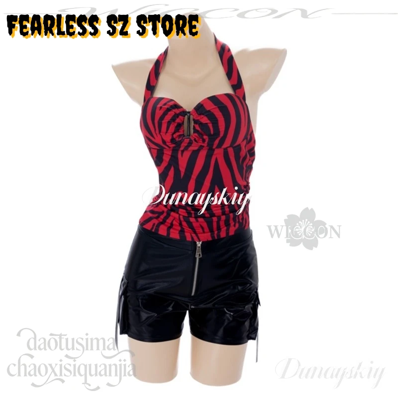Nikki Cosplay Horror Movie Obsession ONE WISH WILLOW Props Halloween Party Roleplay Costume Halter Top Pu Short Wigs Full Set view 6