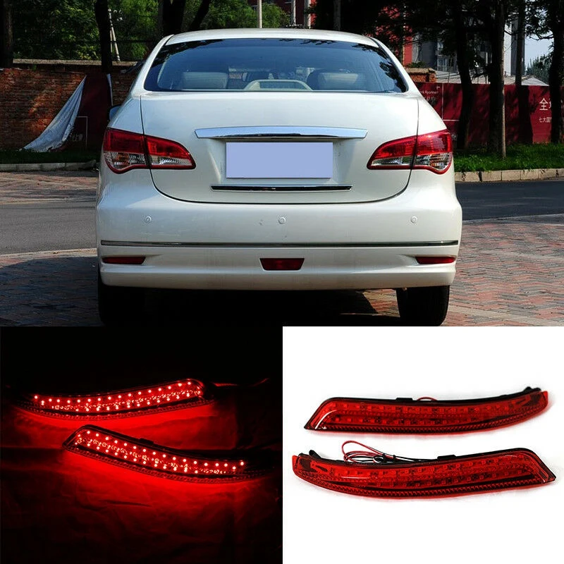 2Pcs Car LED Rear Bumper Reflector Light Brake Stop For Nissan Sylphy 2009-2011 Wingroad 2006-2014 Almera 2013-2015