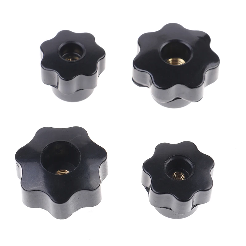 

High Quality Metal+Plastic M4/M5/M6/M8 Female Thread Seven Star Shaped Head Clamping Nuts Knob For Industry Equipment Black