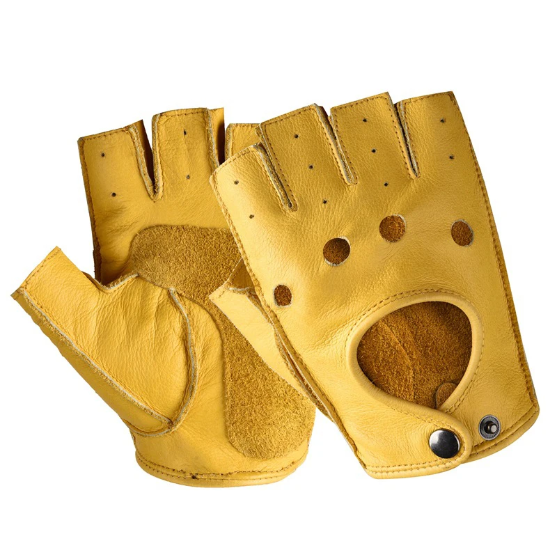 

Men's Half-Finger Gloves Winter Spring Summer Leather Sheepskin Glove Fitness Sports Outdoor Tactical Motorcycle Riding Gloves