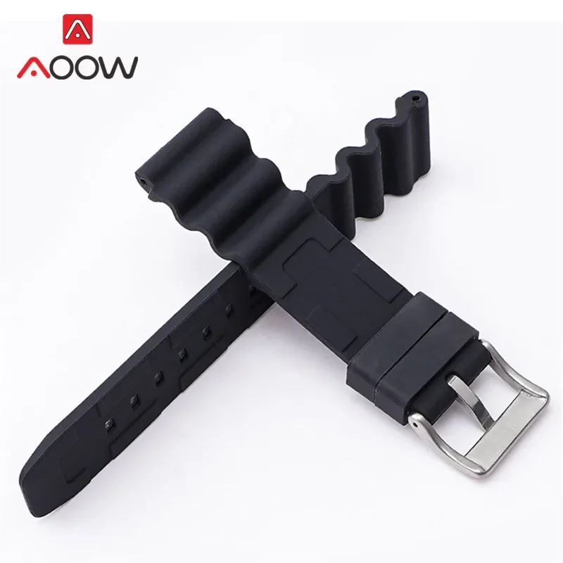 Silicone Sport Strap 20mm 22mm Waterproof Diving Stainless Steel Buckle Men Rubber Replace Watch Band Belt for Seiko for Citizen