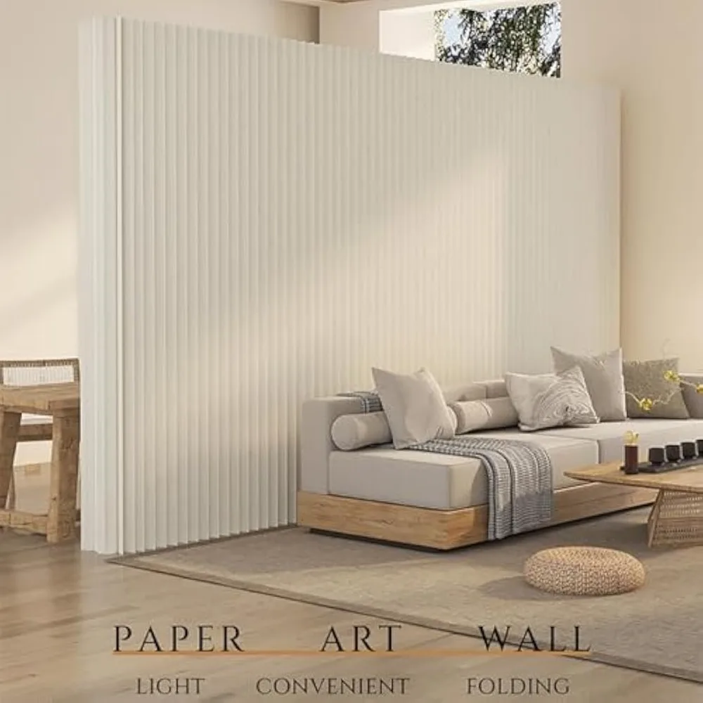 Custom Folding Paper Room Divider, Lightweight Freestanding Privacy Screen Partition Wall for Home or Office, Foldable, Compact