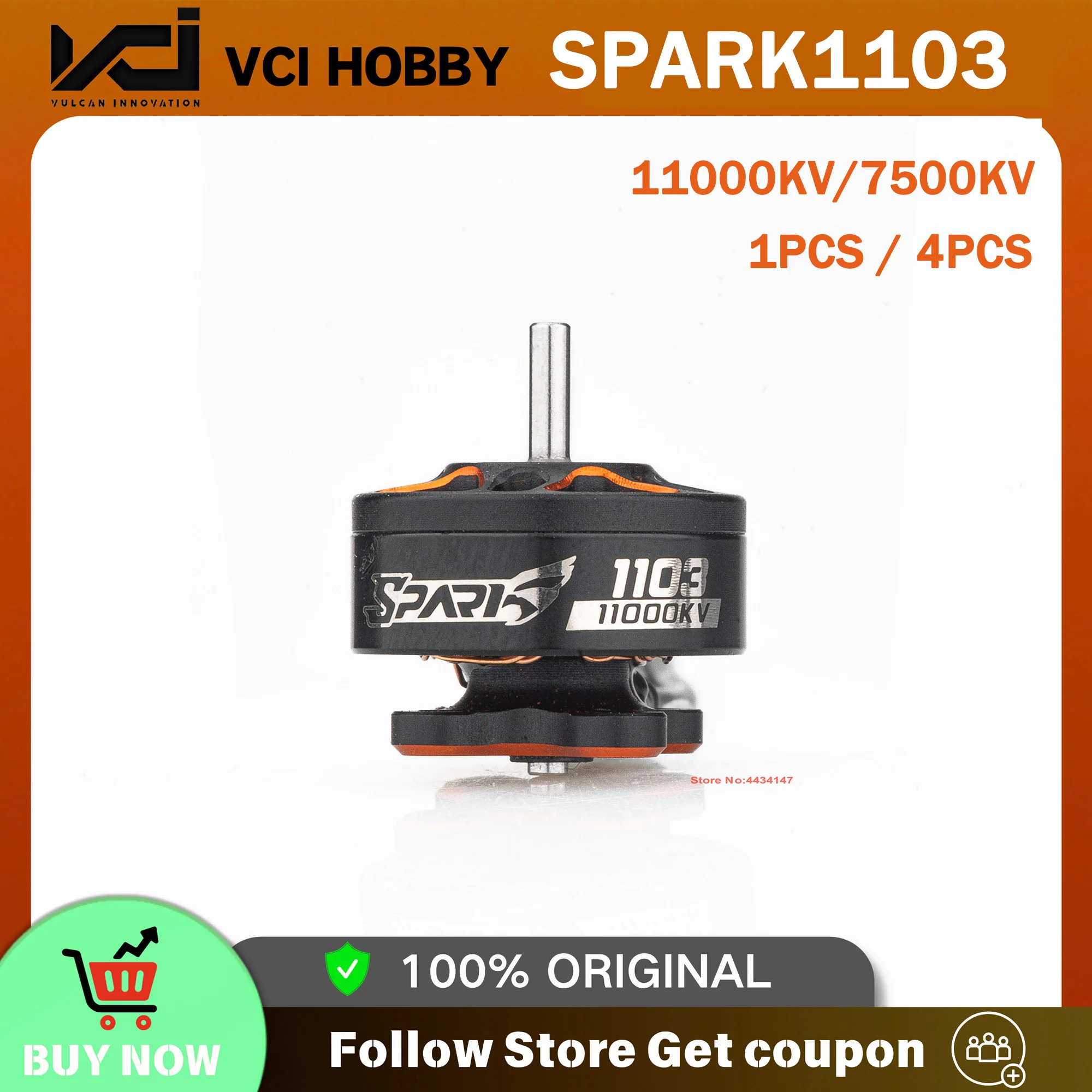 VCI SPARK 1103 Brushless Motor 7500KV 11000KV 2S 1mm Shaft for FPV Racing Drone Whoop Tinywhoop 2 Inch Prop Micro Quadcopter