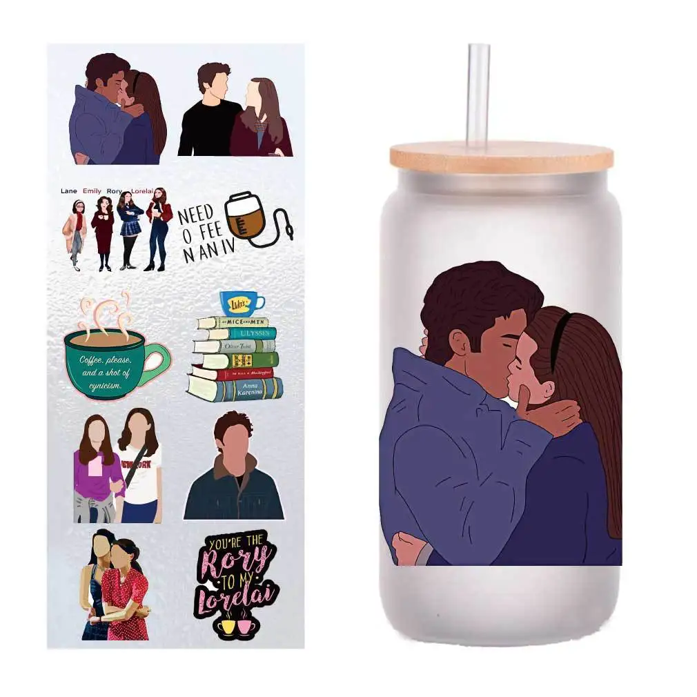 

10 pieces/bag girl UV transfer sticker Crystal label DIY glass sticker customized four inches