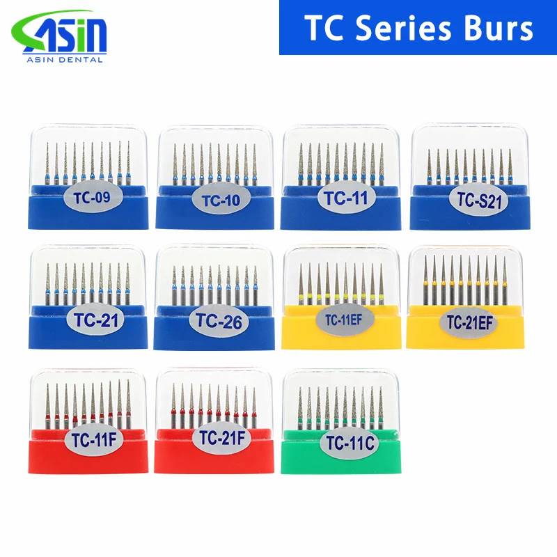 100pcs/Box Dental Diamond Burs Drill Dia-burs for High Speed Handpiece Polishing Tools TC-11F TC-11