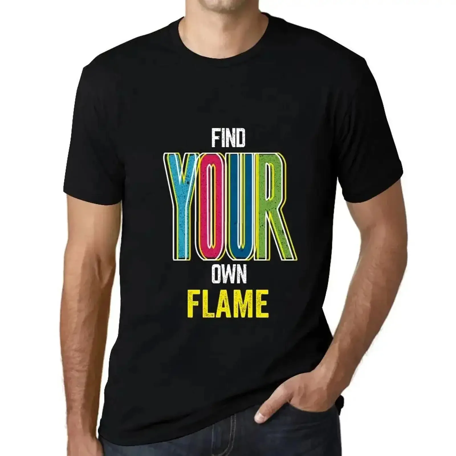 Herren Grafik T Shirt Finde deine eigene Flamme Find Your Own Flame vintage Washed homme Stretched streetwear Breathable Soft