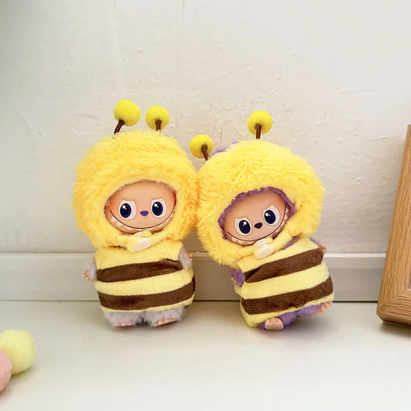 

Cute Furry Bee Baby Outfit Set For 4th Gen 10cm Labubu Charm Dolls 4.0 "Heart Code" Series