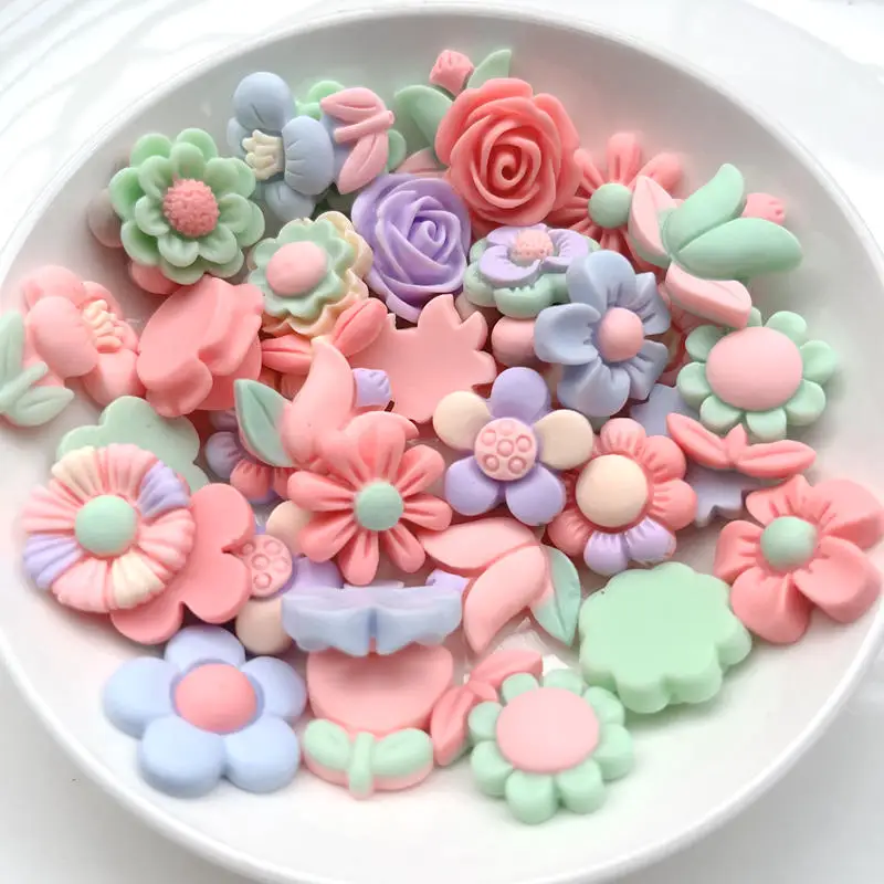 20PCS  Flat back resin beautiful and fresh morning glory DIY children hair card mobile phone case decoration material
