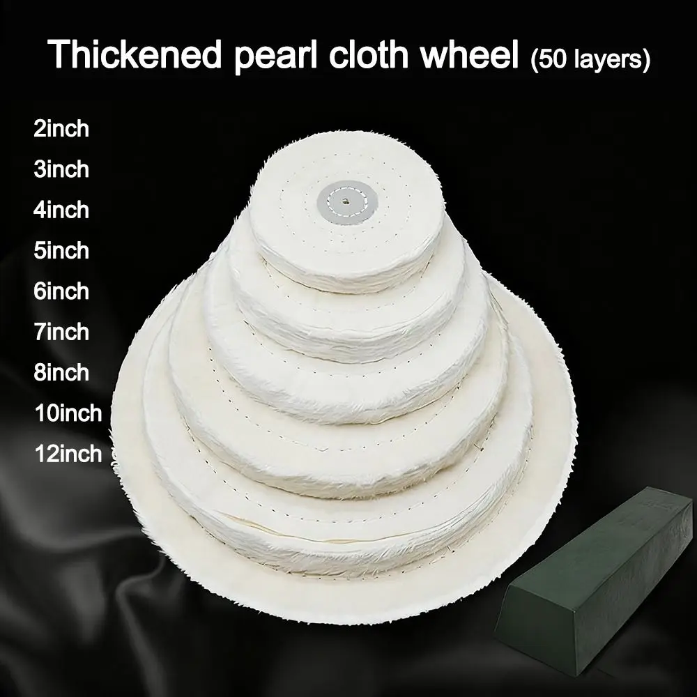 دائم 2-12in عجلات التلميع إطارات لامعة القطن قماش الوبر القماش الأبيض عجلة تلميع عجلة تلميع أدوات تلميع