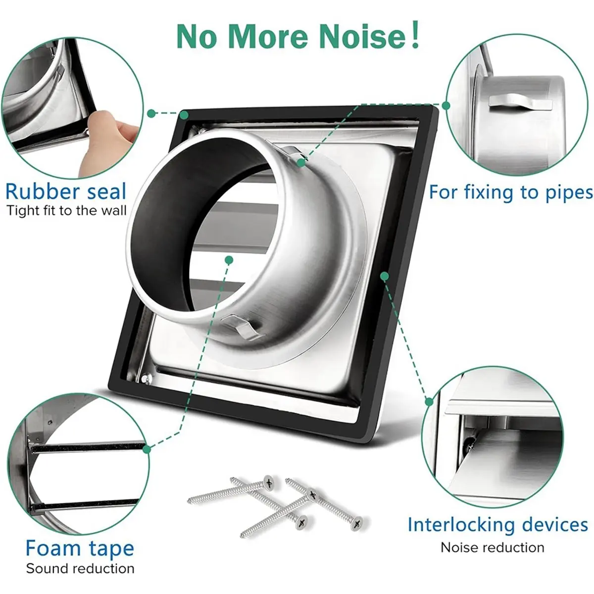 

4-дюймовая металлическая вентиляционная решетка для сушилки, наружная настенная вентиляционная решетка из нержавеющей стали с резиновым уплотнителем для сушилок, вытяжек и вентиляционных отверстий кондиционеров