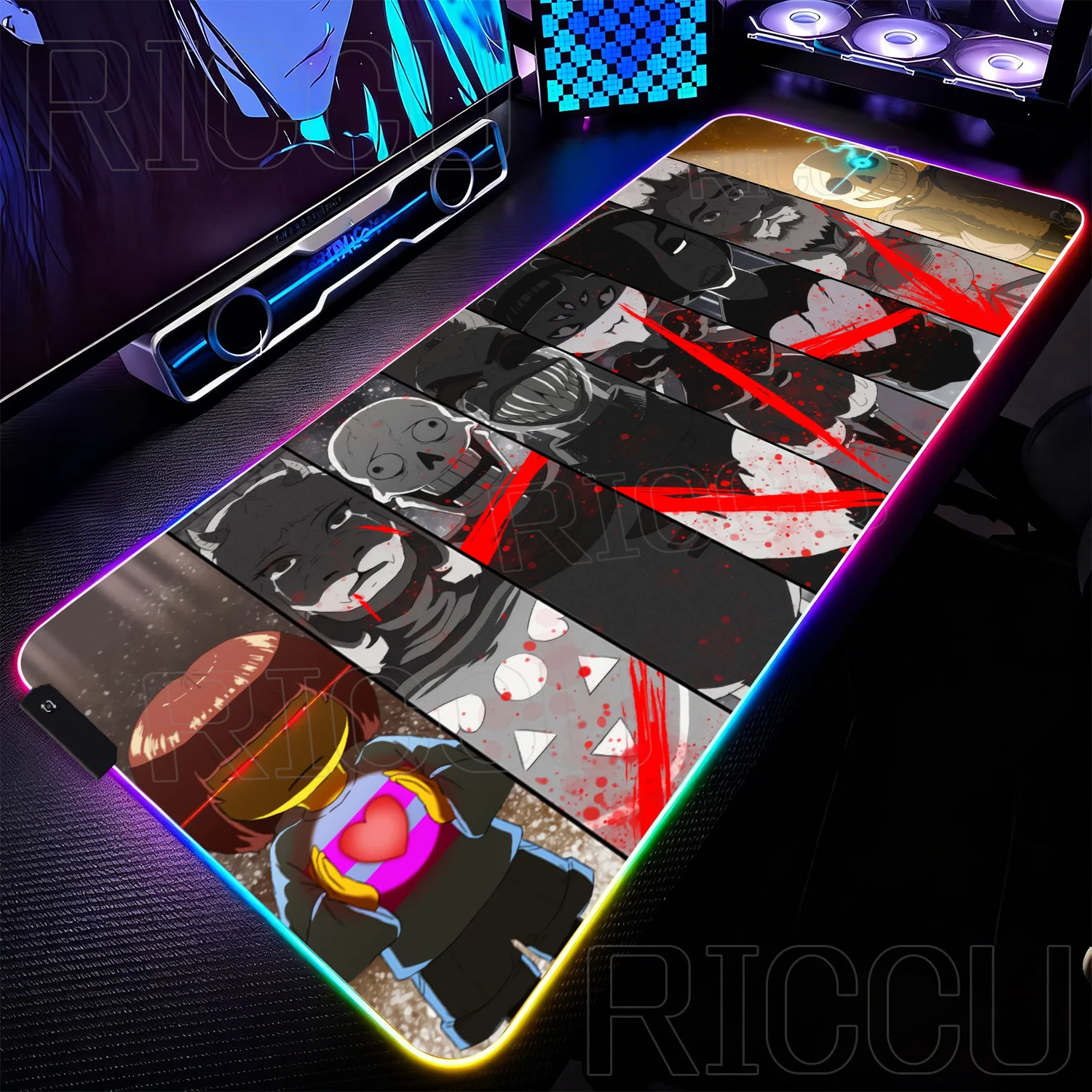 RGB XXL U-Undertale Game Natural Rubber Mouse Pad Game Gaming PC Accessories Mousepad Lockrand LED Mouse Mat Keyboard Desk Mat