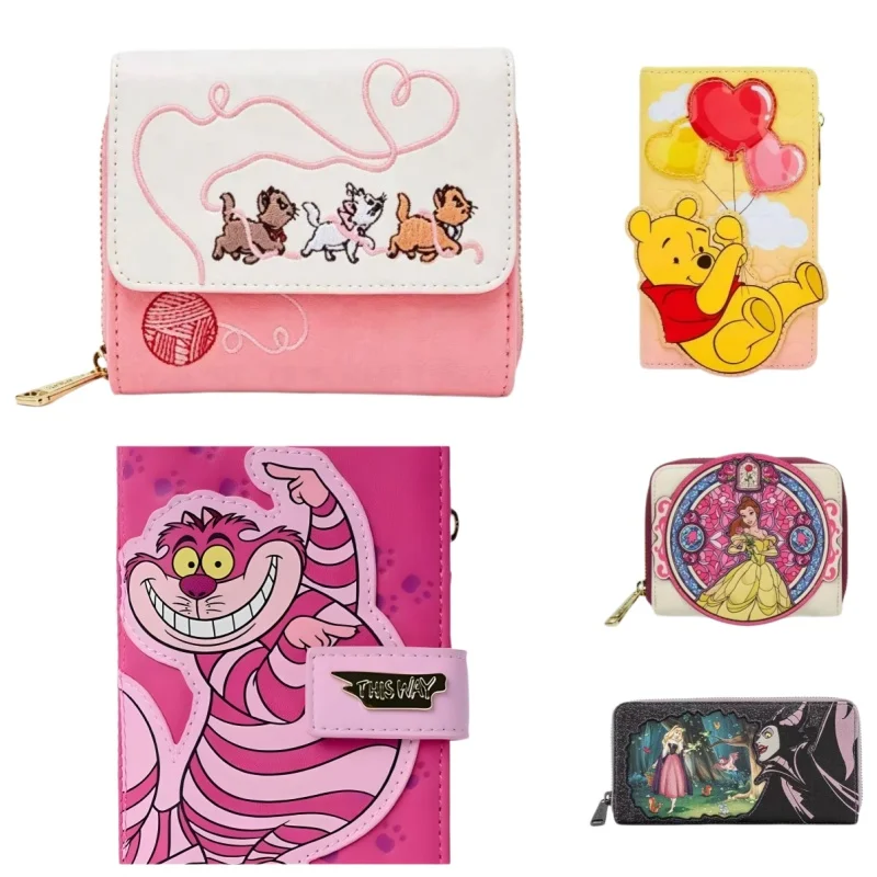 In Stock Loungefly Marie Cat Wallet For Women Cute Small Leather Purse Short Bank Card Bag With Cartoon Pooh Bear Design Gift