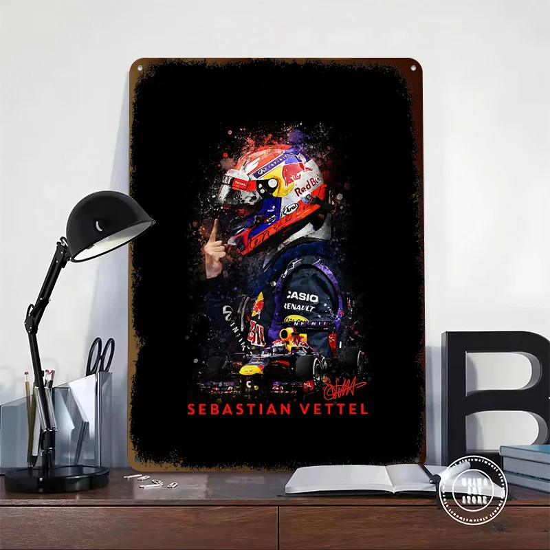 Sebastian Vettel 3D Printed Texture Poster Personalized Wall Art Retro Metal Tin Signs for Home Decor Accessories House Items