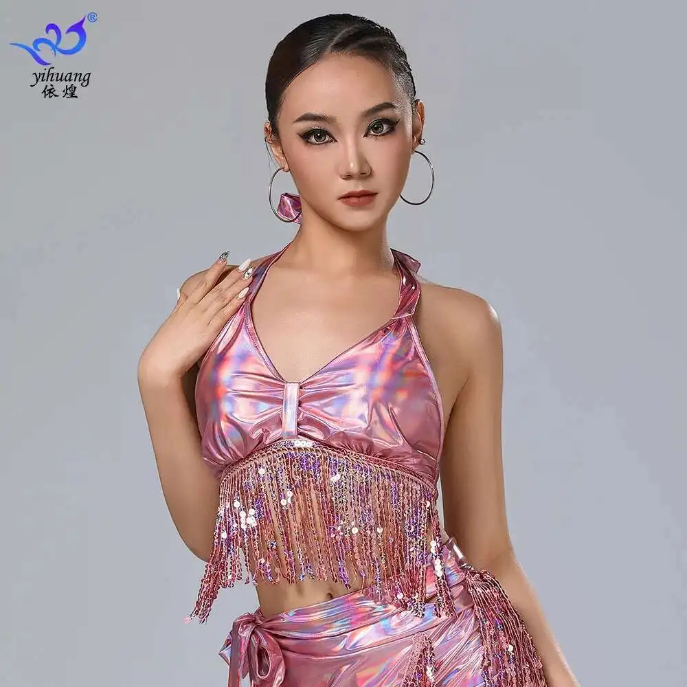Costume de danse du ventre, soutien-gorge à franges Sexy, haut de danse latine, vêtements de danse à franges à paillettes, Costume de spectacle sur scène
