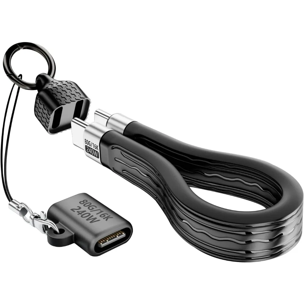 80Gbps USB-C Short Cable 5 inch 240W PD 16K Video USB4 Cord with USB C Female to Female Adapter Compatible with Thunderbolt 4/3