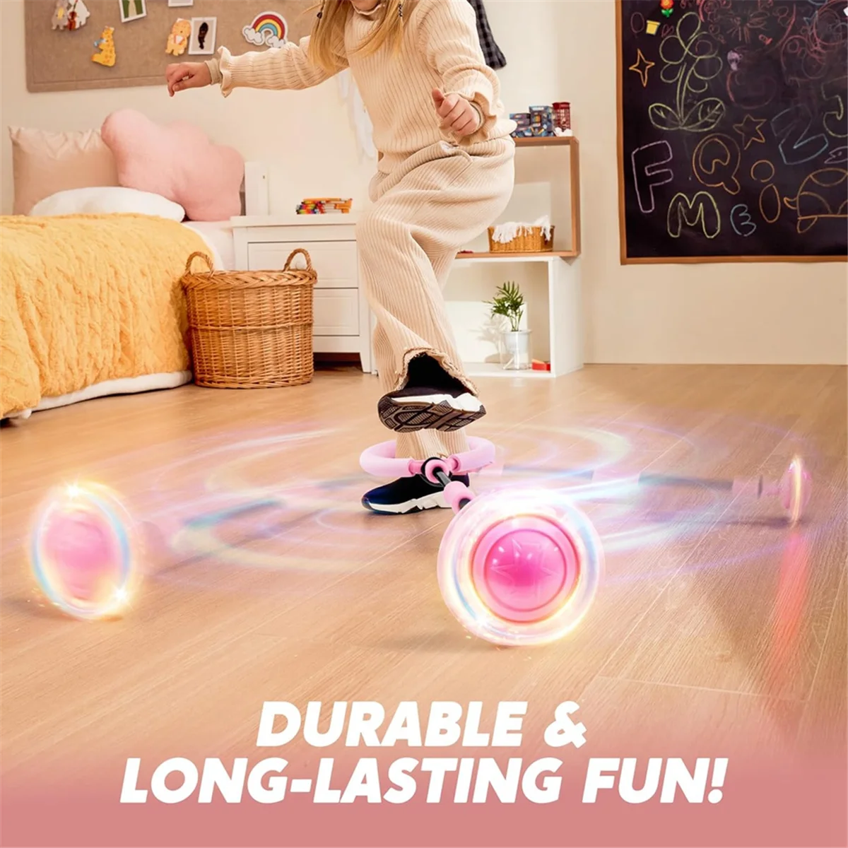 Pink Ankle Skip Ball with Flashing Lights, Skip It Toy for Kids Indoor & Outdoor, Flashing Swing Ball Sports