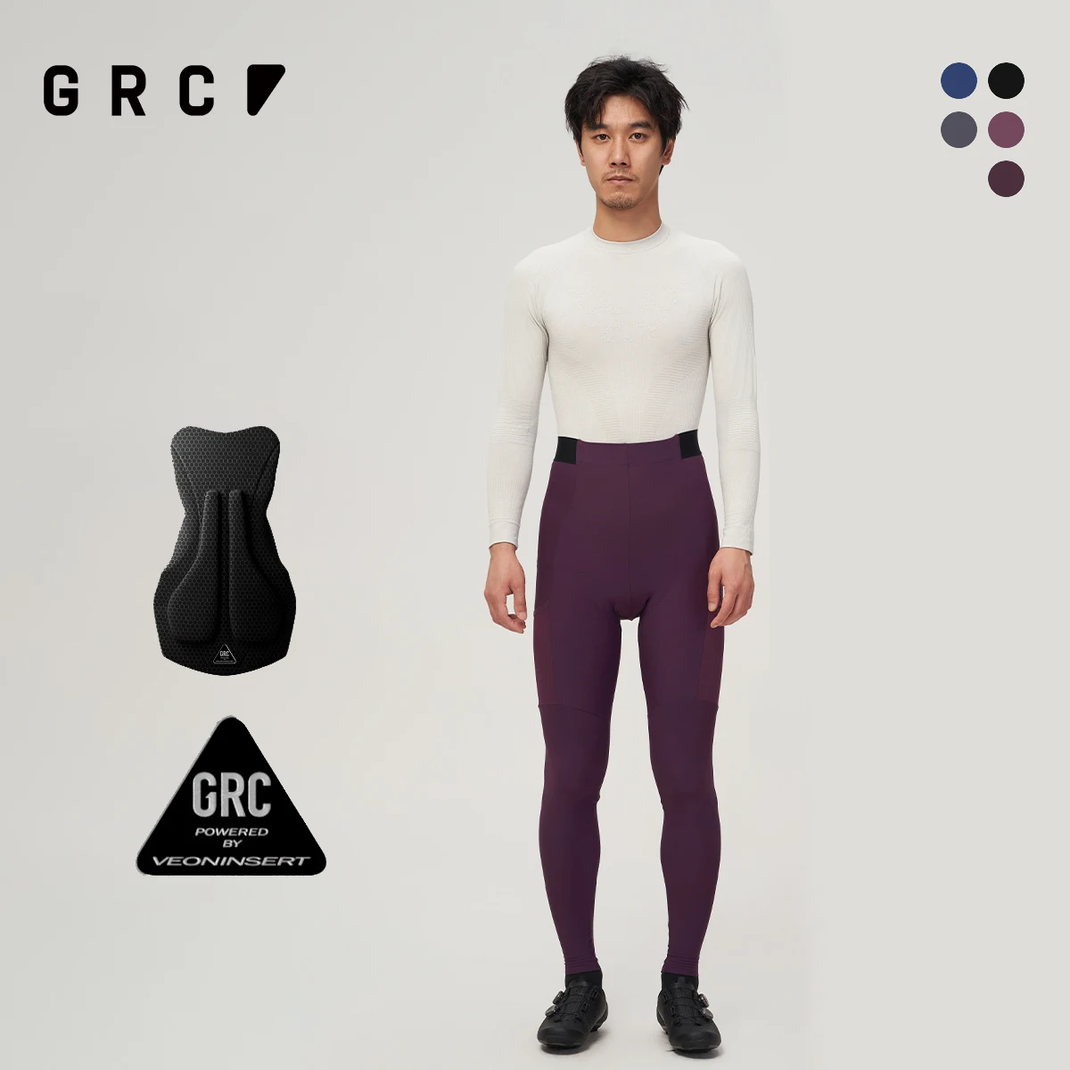 GRC Cycling Apparel Men's Tech Fleece Tights Thermal Compression Long Pants for Road Bike Autumn Winter Riding