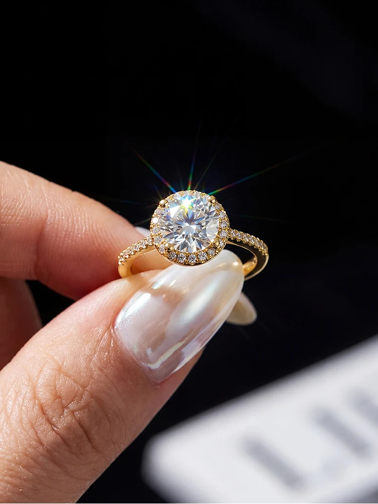 1CT Runder Zertifizierter Moissanit-Diamant Runde Verlobungsringe für Frauen Geschenk Jubiläum Hochwertiger Luxus-Schmuck – Detail 2