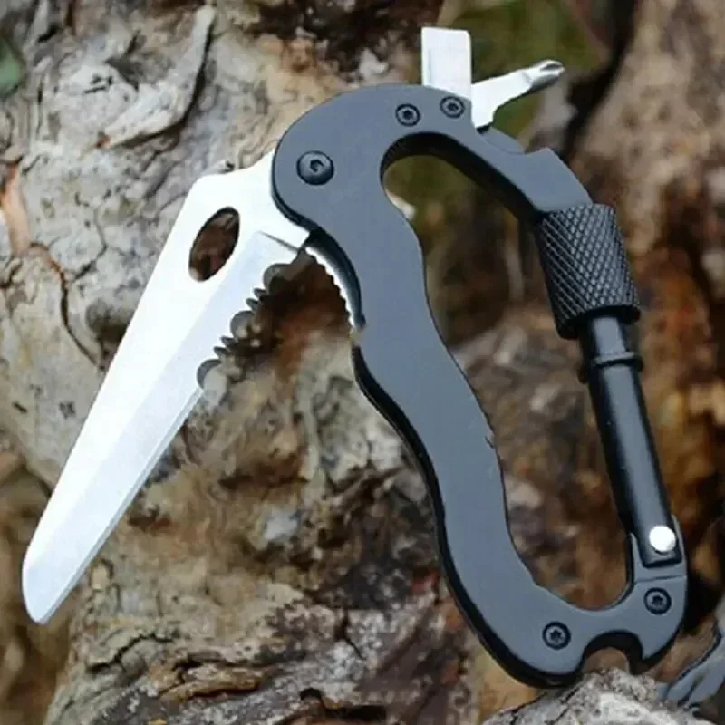 5 in 1 Outdoor Multi Function Mountaineering Buckle Fast Hanging Buckle Cross Screwdriver Carabiner Bottle Opener Wine Opener