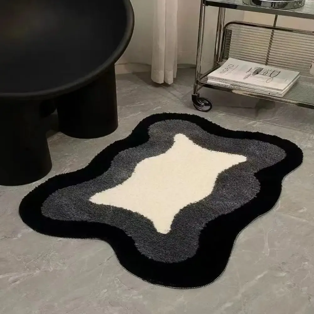 VIKAMA Scandinavian Style Abstract Carpet Black And White Grey Geometric Carpet Living Room Bedroom Ins Style Home Decoration
