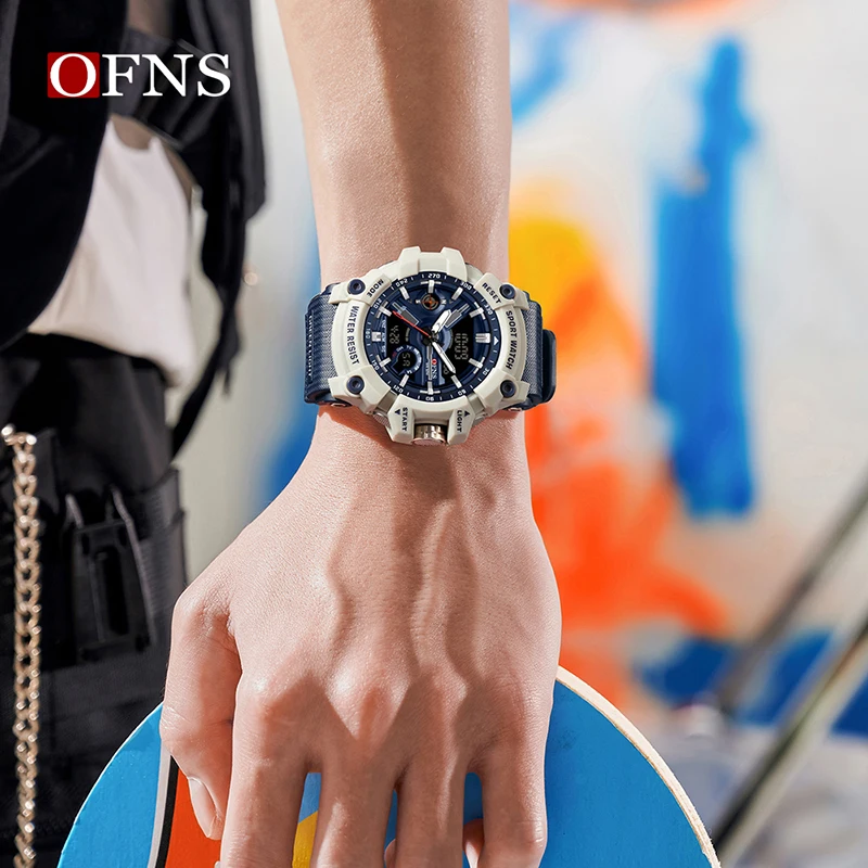 OFNS Electronic Watch Waterproof Fashion Trend 3179 Black Technology Multifunctional Men\'s Watch New Quartz Wristwatch Relogios