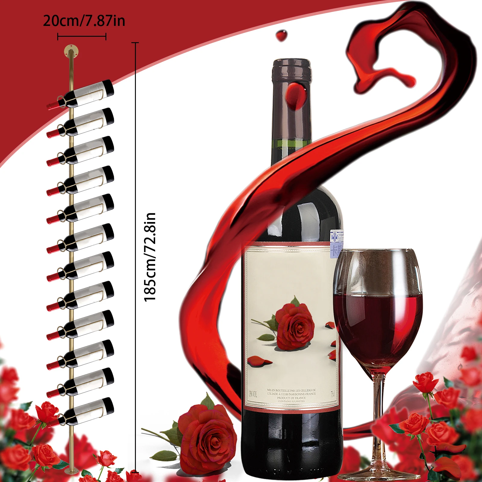 5 Pack Metal Storage Rack DIY Detachable Metal Wall Mount Wine Bottle Rack for Kitchen Pantry Dining Room Bar