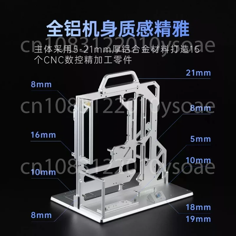Mini  Aluminum Computer Case Portable Vertical Desktop Open Frame Rack Box Support