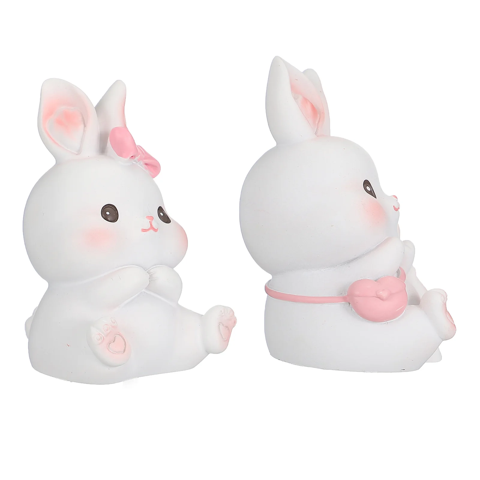 

2Pcs Easter Bunny Ornaments Adorable Rabbit Decorations Tabletop Desktop Resin Cake Topper Easter Bunny Gift Rabbit Ornament
