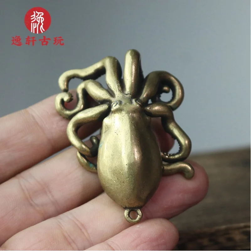 

Brass Octopus Ornaments Octopus Pendant Small Squid Mini Solid Small Octopus Marine Life Keychain Pendant