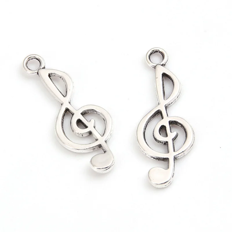 60pcs Silver Color 25x10mm Music Note Charms Musical Symbol Pendant For DIY Handmade Metal Alloy Jewelry Making Accessories